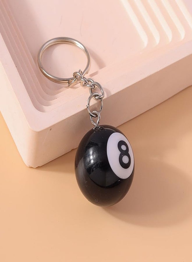 Kryoflare Black Creative Number Eight Billiard Key Chain, Pendant Car Key Ring Accessories, Keyrings Pendant Decorative Small Creative Key Chai - Image 3